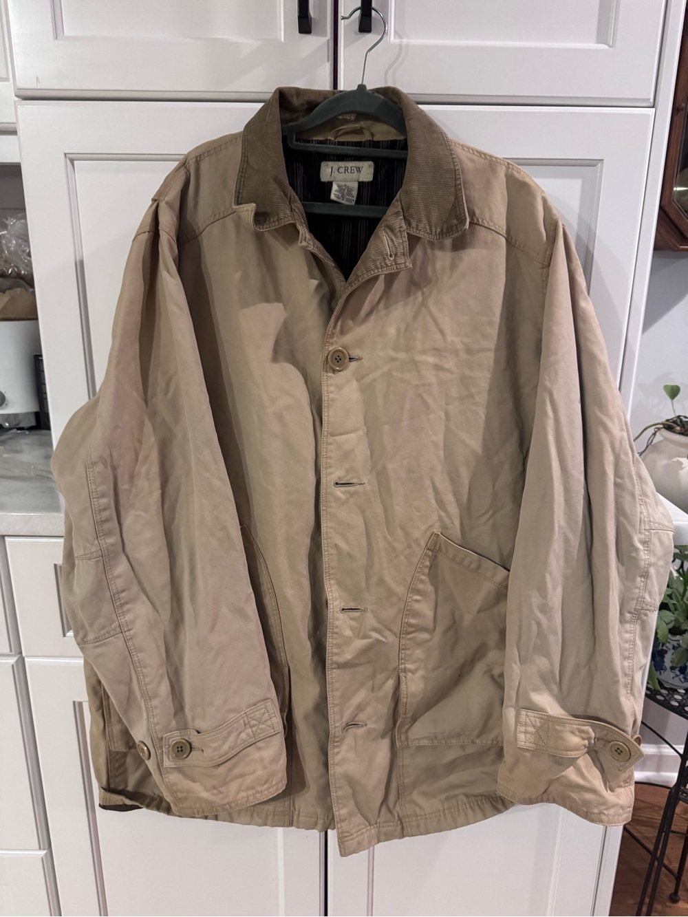 J. Crew Men’s Tan Cotton Shirt Jacket with Corduroy Collar